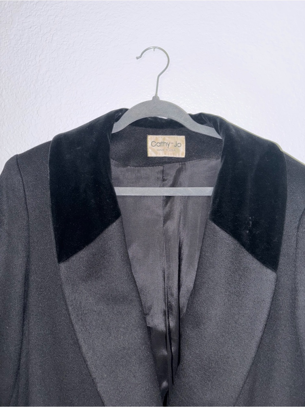 Vintage Cathy-Jo Black Wool Maxi Coat Velvet Collar Made in USA M/L - Picture 5 of 8